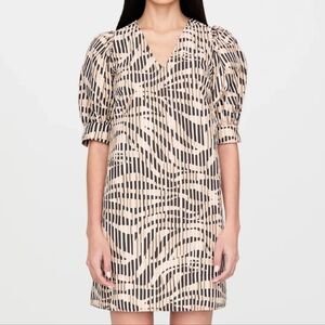 NWT Marie Oliver Ola Puff Sleeve Cotton Dress Size 1X Sahara Print Neutral